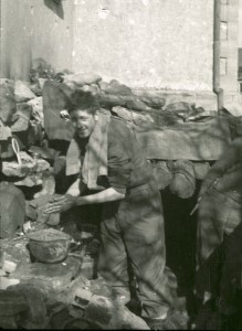 Pfc Eiserloh washing, back of Rimling church