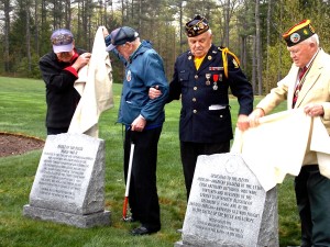 (l-r) Arthur Hubbard, 110th AAA Bn; William Ford, 107th Evac Hospital; Joe Landry, 776th Field Artillery Bn; John McAuliffe, 87th Infantry Division