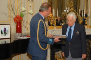 Vince Speranza receiving the Belgium 1940 Fourragere from Johan Andries  Brigadier General 